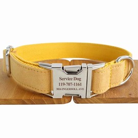 Collar de Perro Personalizado, Personalizado Grabado con láser Collares con Nombre, número de teléfono Dirección, Longitud Ajustable Hebilla de Metal 