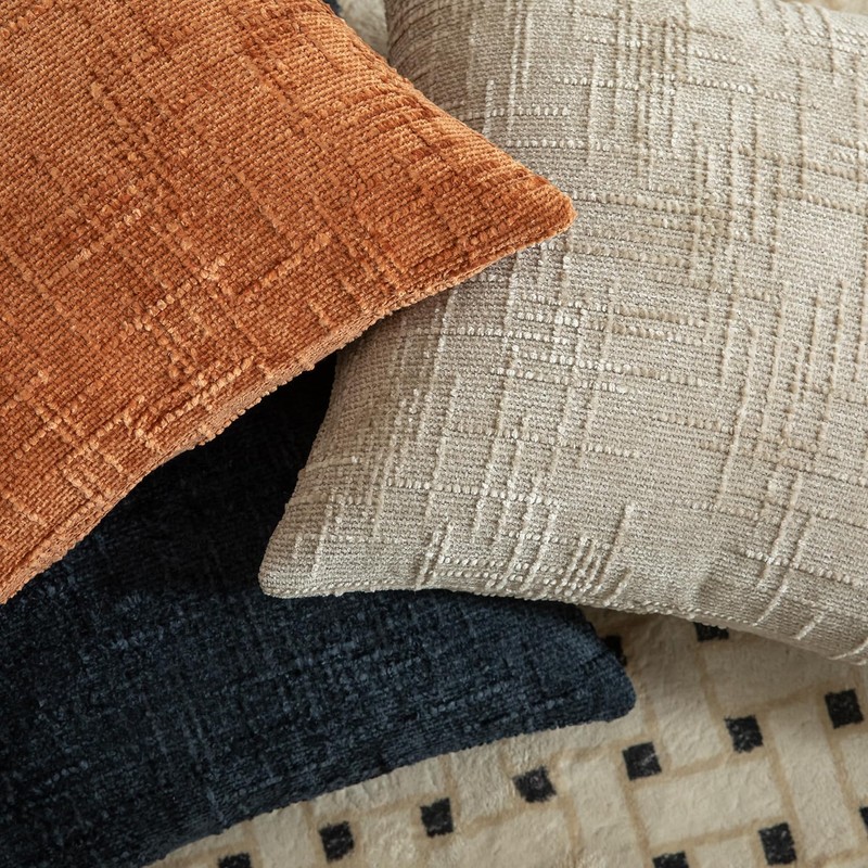 Mandioo Pack of 2 Solid Decorative Soft Chenille Burnt Brick