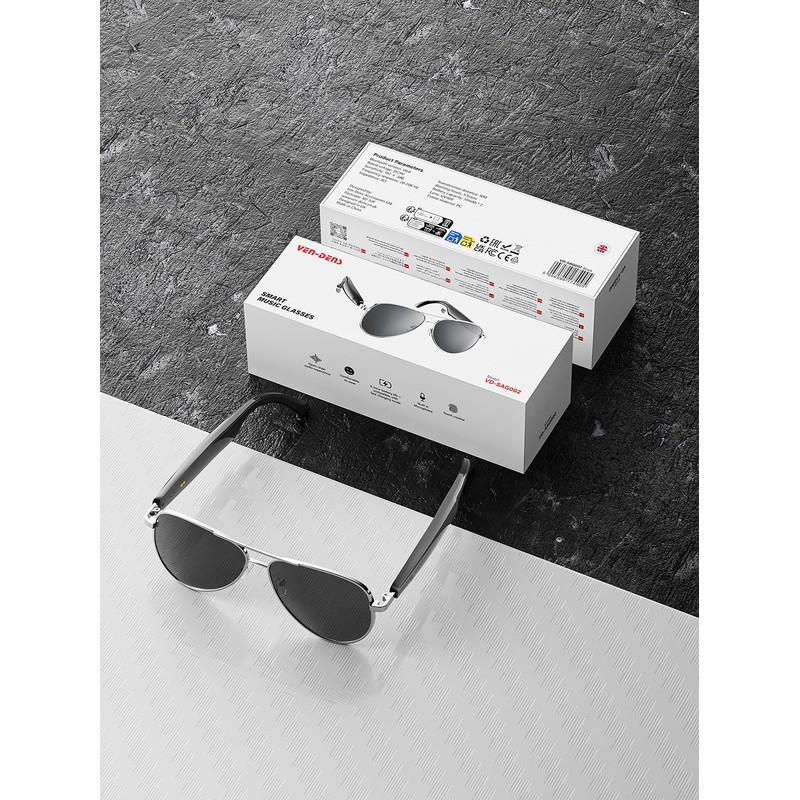 VEN-DENS Smart Bluetooth Music Sunglasses with Built-in Speakers & Mic,