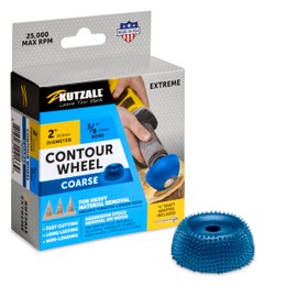 Kutzall Extreme Contour Wheel, 2" (50.8mm) Dia. X 3⁄8" (9.5mm) Bore, Coarse - Wood Carving Die Grinder Accessory for Milwaukee, DeWalt, Bosch. Adapter Included. Abrasive Tungsen Carbide, CW200X90