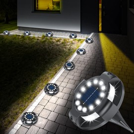 WILUX Solar Pathway Lights Outdoor 12 Packs, Bright White 16 LEDs Solar Ground Lights Walkway Lights with Side Light, Waterproof Solar Deck Light for Yard Walkway Garden Poolside Driveway Decorations