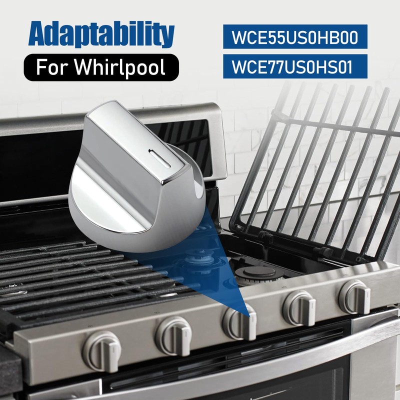 WFhuaye Silver Gas Range Knob Set (4-Pack) - Compatible with
