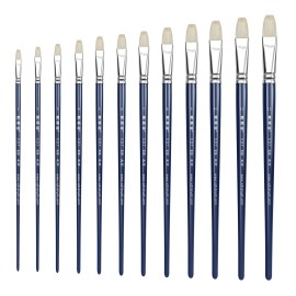 XDT#839 Bright Art Brush Set Premium Goat X-Long Handle Oil Watercolor - #1#2#3#4#5#6#7#8#9#10#11#12