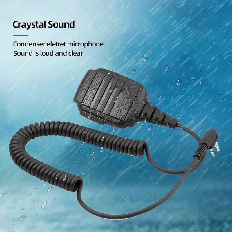 Retevis Walkie Talkie Speaker Mic,IP54 Waterproof 2 Pin Shoulder Speaker