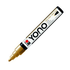 Marabu Yono Marker, Gold 084, Versatile Acrylic Pen with Japanese Bullet Tip 1.5 - 3 mm, Water-based, Non-fading and Waterproof, for Almost All Surfaces