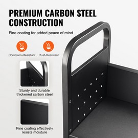 Book Cart, 330 lbs Library Cart, Book Truck in Black - Black