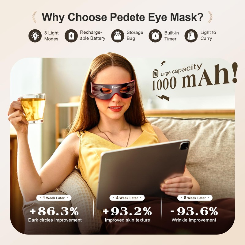 Pedete Red Light Therapy for Eyes, 3 Modes Under-Eye Red