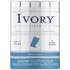 Ivory Gentle Bath Bar Soap, Designed for Whole Family, 99.44% Pure Formula w/Plant-Based Cleansers, Made Without Heavy Perfumes, Parabens or Phthalates, Original Scent, 4.0 oz (10 Count)