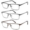 CRGATV 3-Pack Reading Glasses Metal Full Frame Readers for Men,
