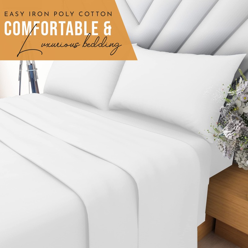HOME ACE White Easy Iron Percale 4FT Small Double Fitted