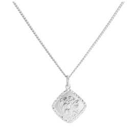 jewellerybox Sterling Silver Diamond Cut Square St Christopher Necklace 16 Inches