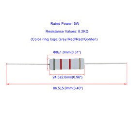 Aopin 8.2K Ohm Metal Oxide Resistor, ±5% Tolerance Precision 5 Watt Resistor, Replacement Resistor for Electronic Circuits, DIY Project and Laboratory Use, 20pcs