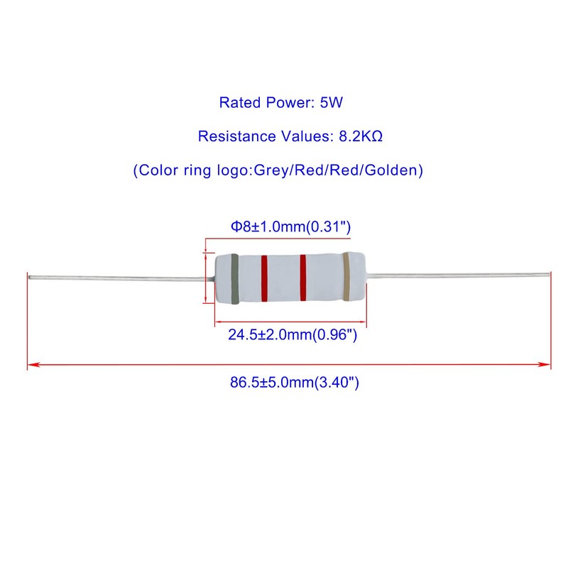 Aopin 8.2K Ohm Metal Oxide Resistor, ±5% Tolerance Precision 5
