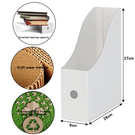 JINCHIDA 3 Pack Magazine File Holder with 3 Labels,Cardboard Magazine Holder for Files,Document Folder Holders A (White, 3 PACK)