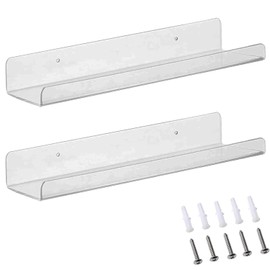 Ezranova Clear Vinyl Record Holder Shelf, Wall Mounted Record Display Rack with Installation Hardware 2 Pcs