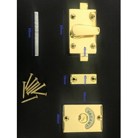 TERF® Heavy Duty Polished Brass Indicator Catch Latch Lock Bolt 60mm Door Vacant Engaged Display Indicator Bolt including Fixing Screw Use For Bathroom Public Toilet Restroom and Multi Use - Pack of 1