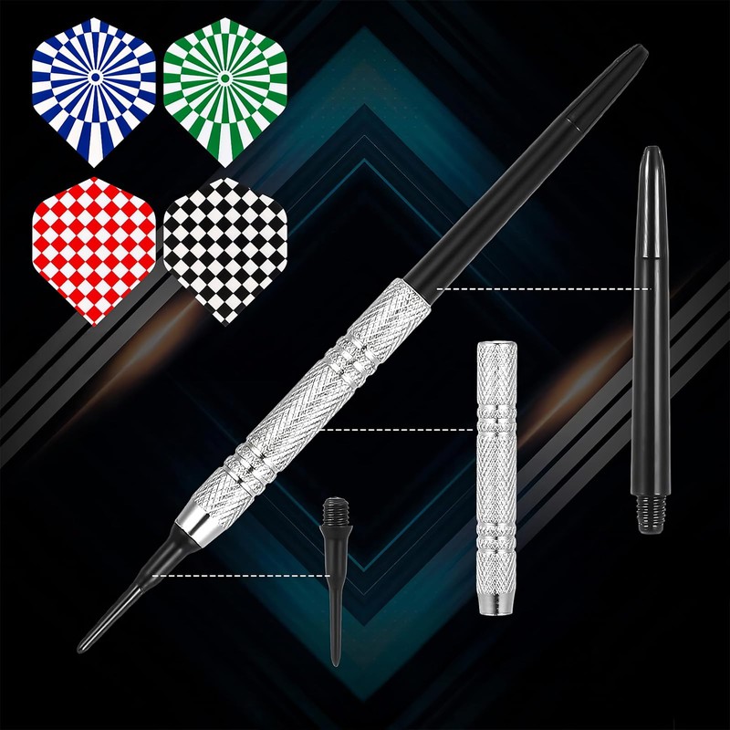 JCUGSBS 8 Piece Darts, Darts Set with Metal Tip, Children's