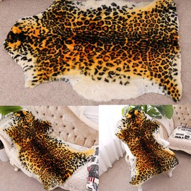 Alfombra de área de estilo chic con estampado de leopardo de tigre Australia, alfombra de piel de cordero suave que se adapta perfectamente a la sala de estar/cama o como decoración de sofá, un pelt
