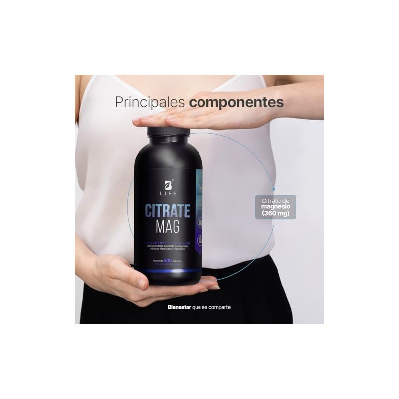 B Life Citrato de Magnesio 500 cápsulas con Vitamina C