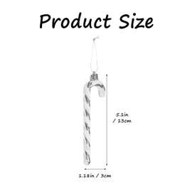 Rumyve Christmas Glittering Candy Cane Ornaments - 6Pcs Plastic Candy Canes for Christmas Tree Decoration Xmas New Year Party Supplies(Silver)