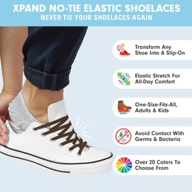 Xpand No Tie Shoelaces System with Elastic Laces - One Size Fits All Adult and Kids Shoes