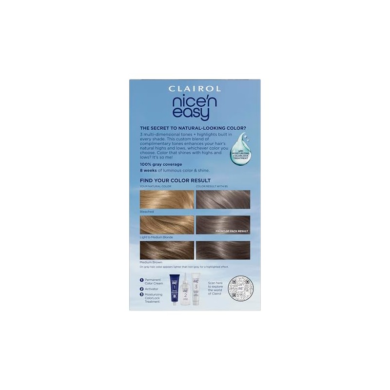 Clairol Nice'n Easy Permanent Hair Dye, 8S Soft Silver Hair