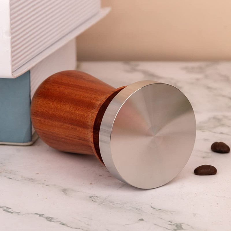 SagaSave Coffee Tamper, 58mm Espresso Press with Mat Wooden Handle