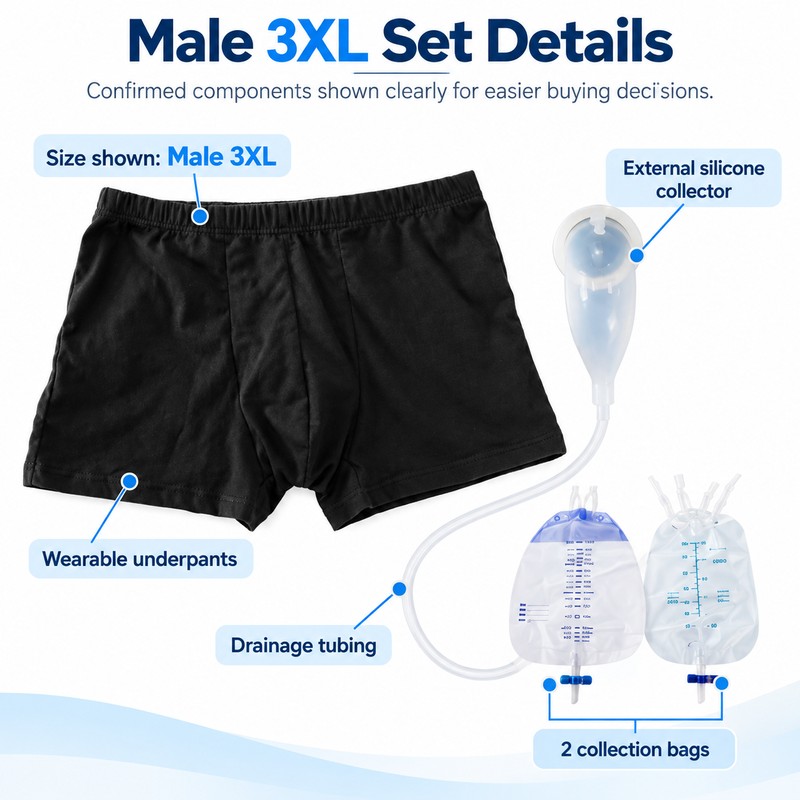 Male External Urine Collector for Bedside & Travel Use –