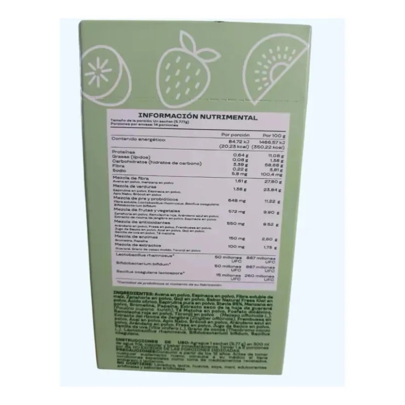 Suplemento Nutricional Bloom Greens Frutilla Kiwi Probióticos Sobres