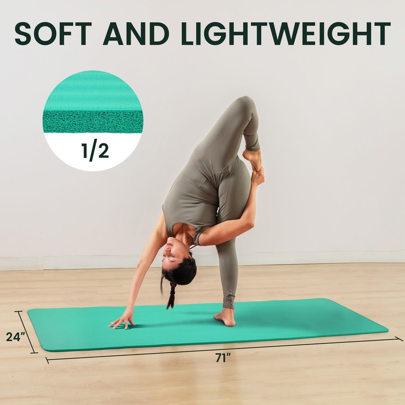 Fitvids 1/2-Inch Thick High Density Foam Exercise Yoga Mat with