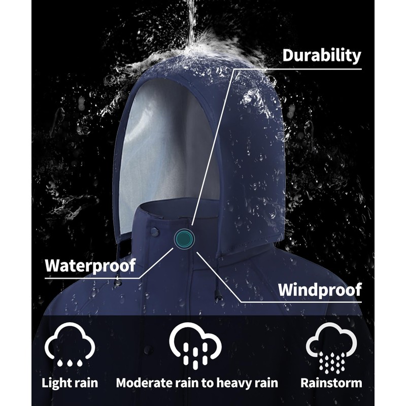 Rain Suits for Men Women Waterproof Reflective Rain Coat and