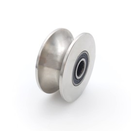 3in U Groove Wheel Stainless Steel Rolling Gate Wheels Slide Gate Wheel Heavy Duty Pulley U Track Roller with Double Bearings Rigid Caster Sliding Door Rollers Replacement