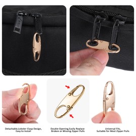 Mabor 4 Pcs Zipper Clips Anti Theft Keep The Zipper Closed Zipper Locks Detachable Zipper Pull Tabs Zipper Repair Kit Zipper Head for Luggage Clothing Backpacks Boots Purse(Gold)
