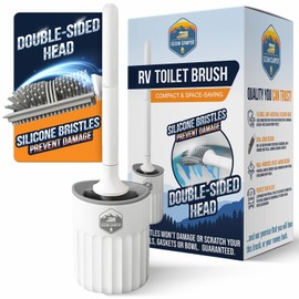Clean Camper RV Toilet Brush by Clean Camper C Wall-Mounted Set, Silicone, Scratch-Free Dual-Sided Head, Quick-Drying Holder, Compact & Durable Set with Strong Adhesive Mount for RV & Camper Toilets