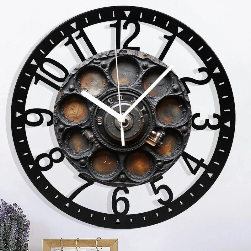 25cm Circular Iron Wall Clock with a Fisherman's Net and
