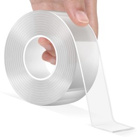 gliship 9.85FT Double Sided Tape Heavy Duty, Transparent Magic Nano Tape, Multipurpose Removable Adhesive Grip Mounting Tape Washable for Carpet, Wall Decor, Hanging Picture, DIY Projects