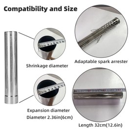Stainless Steel Stove Pipes Kit, Wood Stove Chimney Flue with Wood Burning Stove Brush, Elbow Pipe, Diameter 2.36”(6cm) x 12.6”(30cm) for Wood Stove, Fireplace (4 Pipes, 1 Brush)