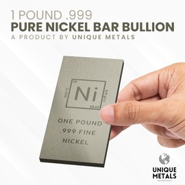 1 Pound Nickel Bar Bullion Paperweight with Element Design | .999 Pure Nickel Bar | Made in USA by Unique Metals