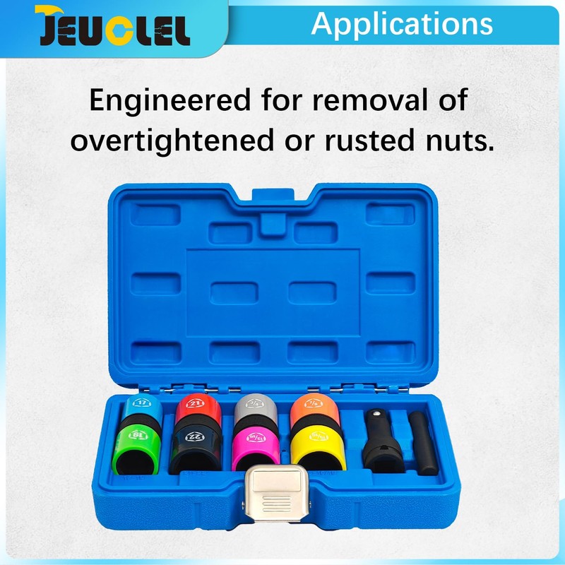 JEUCLEL 6PCS 8 Size 1/2" Drive Lug Nut Socket Set,