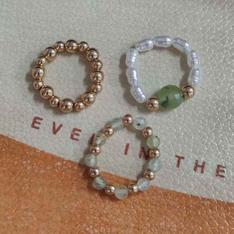 HUASAI Boho Thumb Rings for Women, Adjustable Pearl Jade Tiger