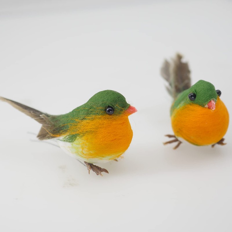 Casoter Handmade Simulated Robin Bird for Home Furnishings, Small Bird