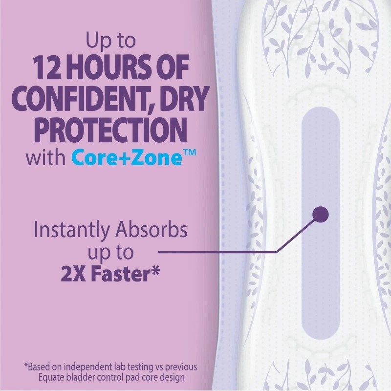 Equate Options Women's Incontinence Pads, Ultimate Absorbency, Long Length 51ct.