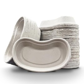 DryFox Pulp Disposable Kidney Dish 700ml / 0.7L | 80 Pack | Curved Shaped Bowl, Ideal for Vomit, Sick, Fluid Waste, Bedside Patient Support, Healthcare, Care Home