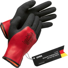 Uvex unilite thermo FC cold protection gloves, winter gloves for wet/oily environment, warm and lined, red/black, 08/M