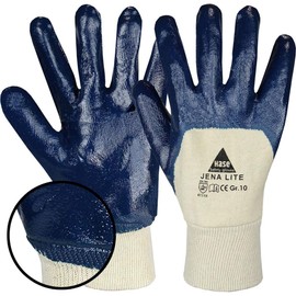 12 Pairs Rabbit Safety Jena Lite Nitrile Work Gloves, Partially Coated, Oil-Resistant Nitrile Gloves with Knitted Cuff, Size M (08)