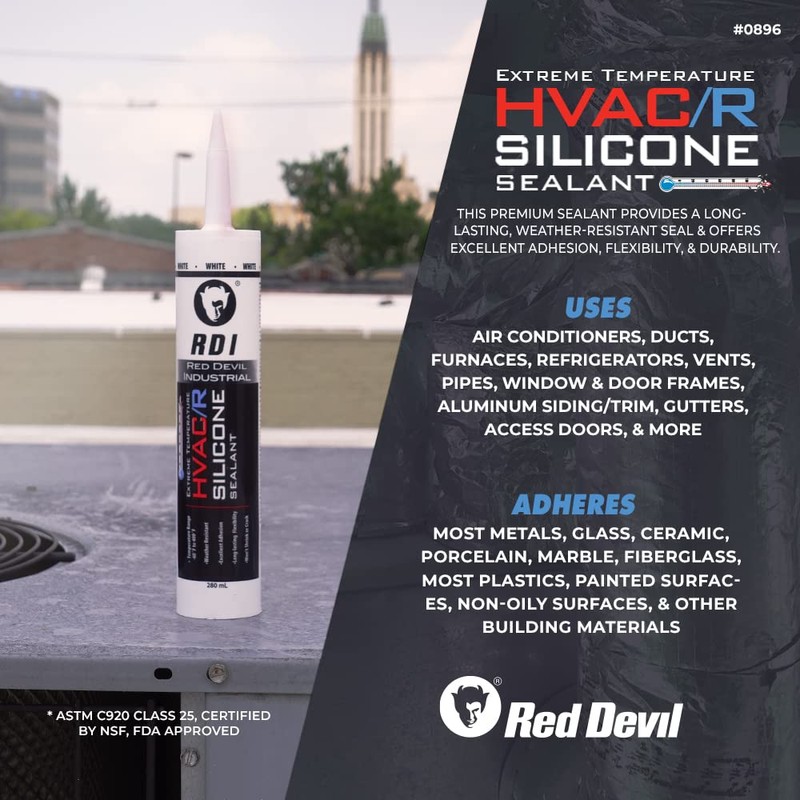 Red Devil 0897 Extreme Temperature HVAC/R Silicone Sealant, 280 ml,