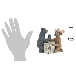 The Bridge Collection Arm Wrestling Moose and Bear Figurine - Rustic Resin Tabletop Black Bear and Moose Decor for Cabin, Lodge, Mountain Home Decor - Fun Unique Moose & Bear Statue