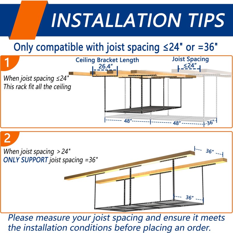 Soywey 3 x 8FT Overhead Garage Storage Rack, Adjustable Ceiling