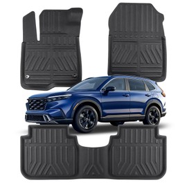 JimAuto® Car Floor Mats for Honda CRV: XPE Carpet for 2023 2024 2025 Gas Hybrid EX EX-L LX Sport Touring Model All Weather Accessories Rubber Interior Liner Front Second Row Set Floorliner Black 3PCS