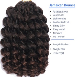 100 Strands Short Jamaican Bounce Crochet Hair 5 Packs Ringlet Wand Curl Crochet Hair 8 Inch Brown Ombre Bouncy Curly Crochet Brands Hair Extensions Crochet Braiding Hair